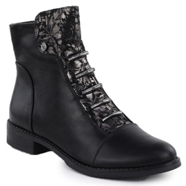 Jezzi Botas femininas Flores negras ASA62-16 preto 1