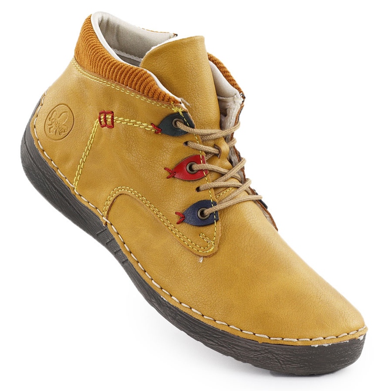 Botas femininas isoladas confortáveis ​​amarelo Rieker 52544-68 1