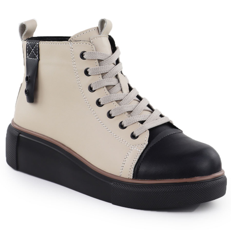 T.Sokolski Botas de couro femininas Bege isolada. Sokolski Z24-218 1