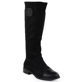 Botas de camurça feminina Black M. Daszyński MR2251-19 1