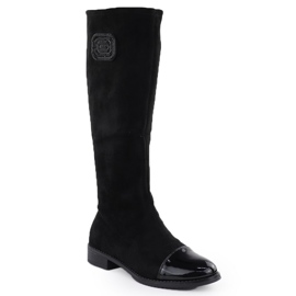 Botas de camurça pintadas, preto feminino M. Daszyński MR2251-19 1