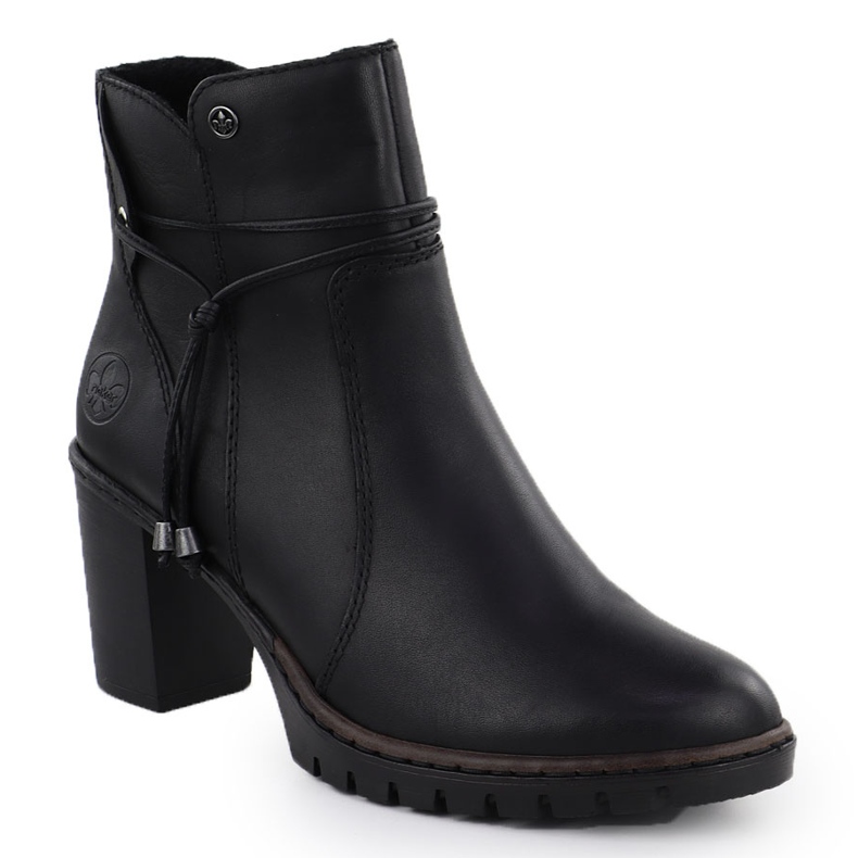 Botas de couro na postagem preta Rieker Y2567-00 1