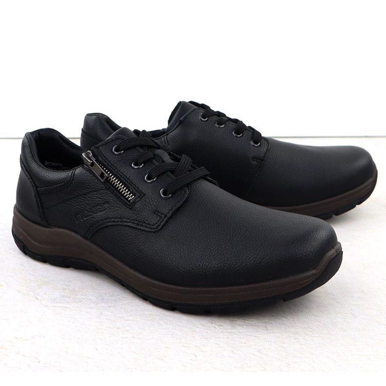 Sapatos de couro masculino no Rieker preto 03604-00 2