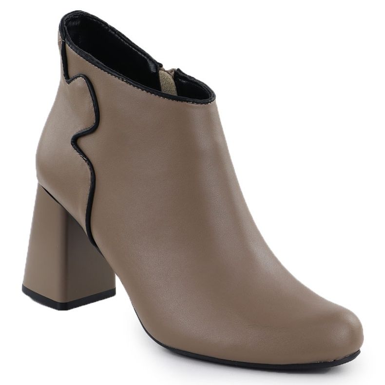 Botas elegantes de couro no post bege jezzi oli21-2 1