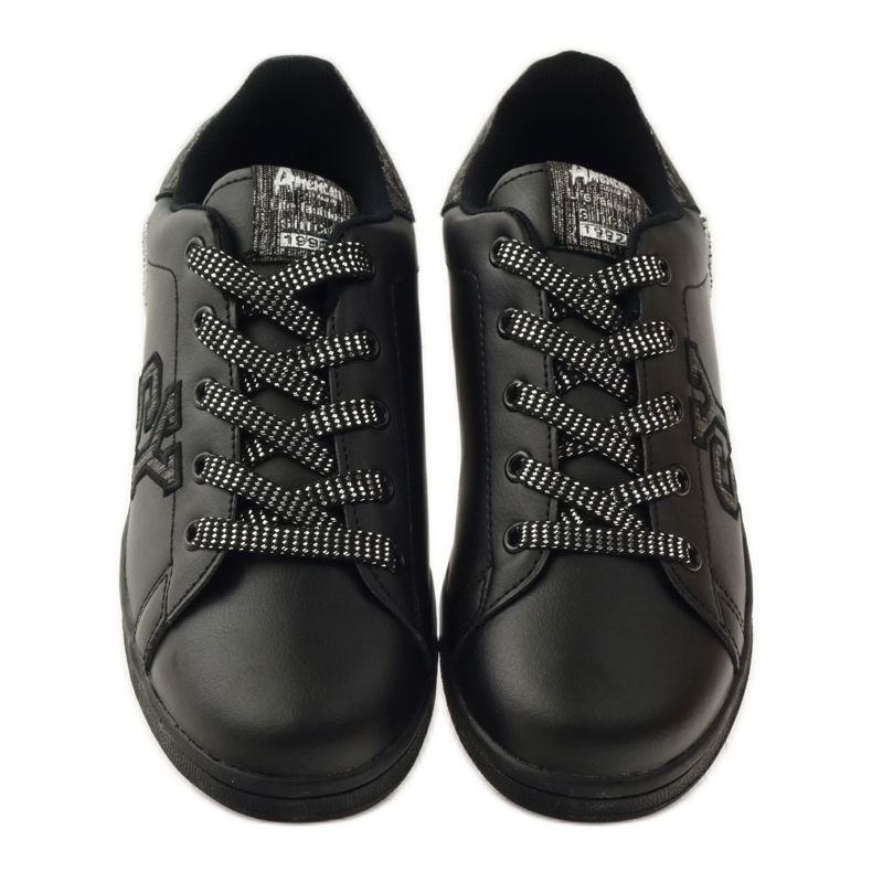 American Club Tênis coração americano com palmilha de couro cinza preto 4