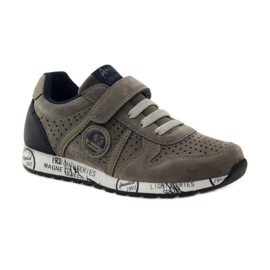 American Club Palmilha de couro esportivo americano perfurado azul marinho cinza 1