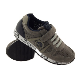 American Club Palmilha de couro esportivo americano perfurado azul marinho cinza 3