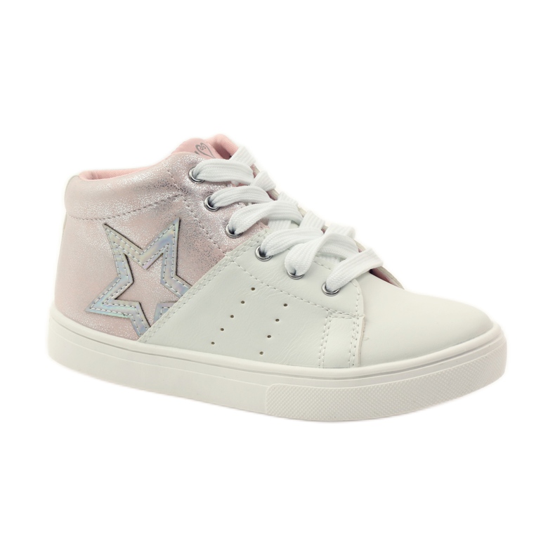 American Club Botins esportivos com palmilha americana de couro rosa cinza branco 1