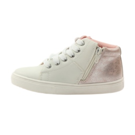 American Club Botins esportivos com palmilha americana de couro rosa cinza branco 2