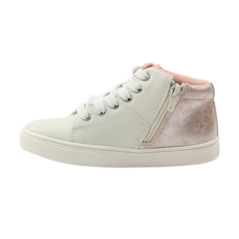 American Club Botins esportivos com palmilha americana de couro rosa cinza branco 2