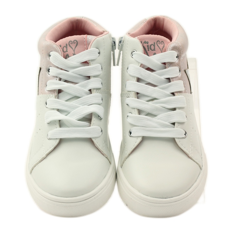 American Club Botins esportivos com palmilha americana de couro rosa cinza branco 4