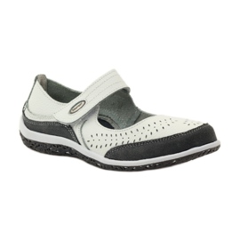 Filippo Bailarinas femininas em couro Vinceza branco cinza 1