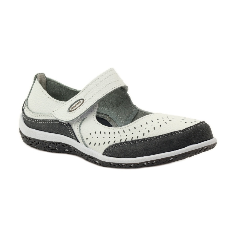 Filippo Bailarinas femininas em couro Vinceza branco cinza 1