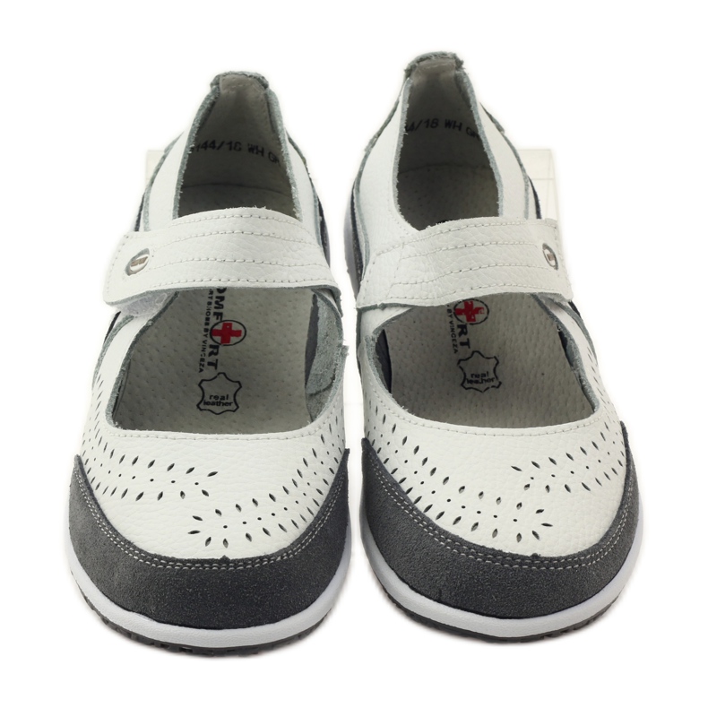 Filippo Bailarinas femininas em couro Vinceza branco cinza 4