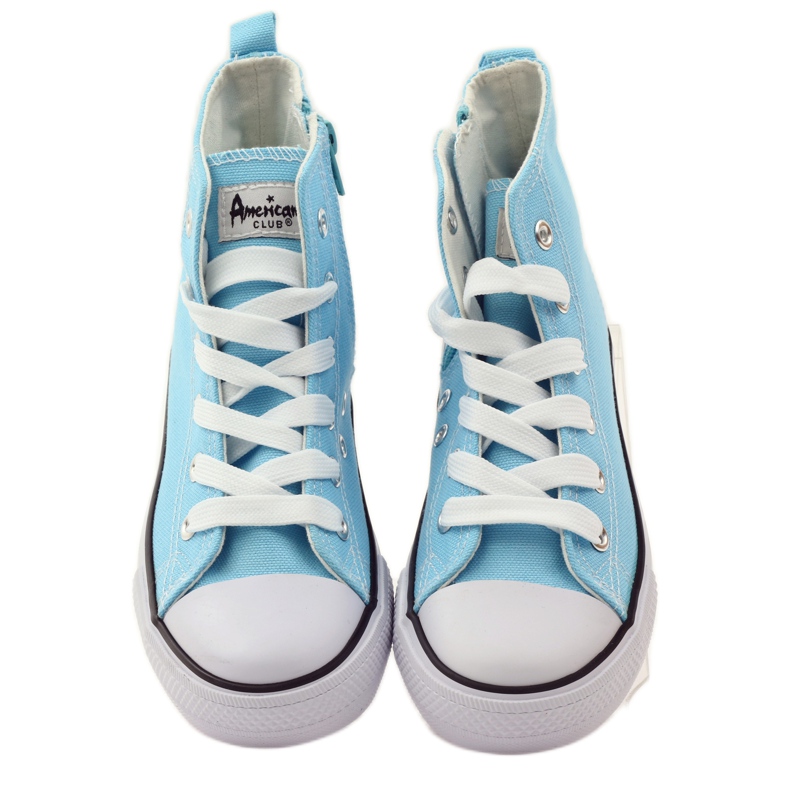 Tênis com cadarço American Club branco azul 4 Tênis com cadarço American Club branco azul 4