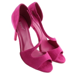 Bombas expostas fúcsia assimétrica rosa 2