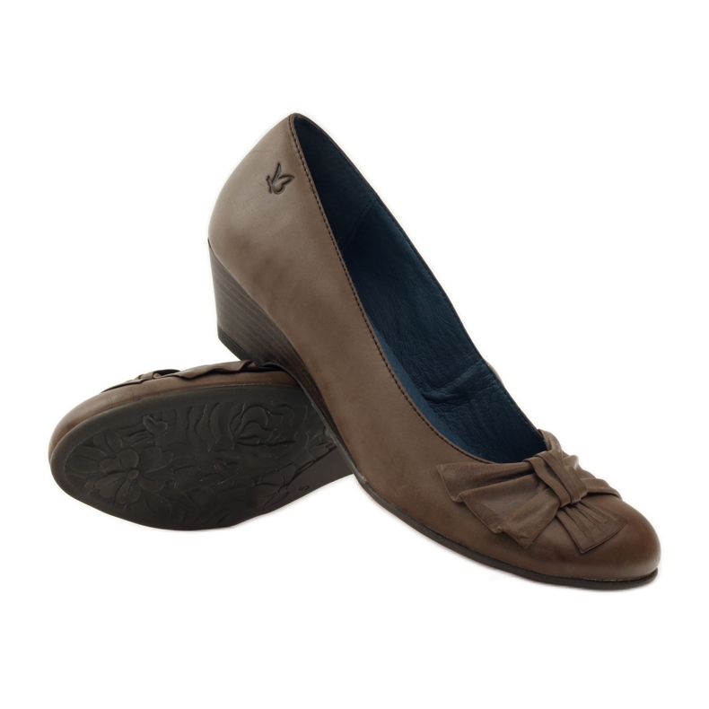 Sapatos femininos com laço Caprice 22307 marrom multicolorido 3