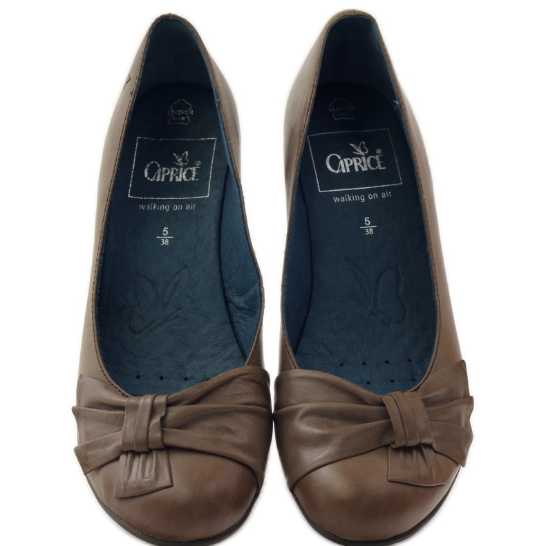 Sapatos femininos com laço Caprice 22307 marrom multicolorido 4