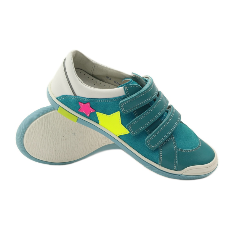 Sapatos de menina com velcro Bartek rosa amarelo azul branco 3