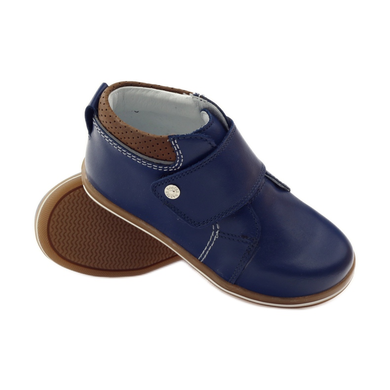 Bota com velcro Bartek 31829 azul marinho castanho 3