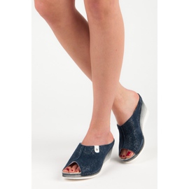 Vinceza chinelos de cunha azul 1