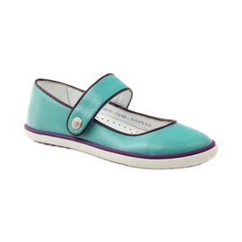 Sapatos de bailarina infantil Bartek 28368 turquesa verde roxo branco 1
