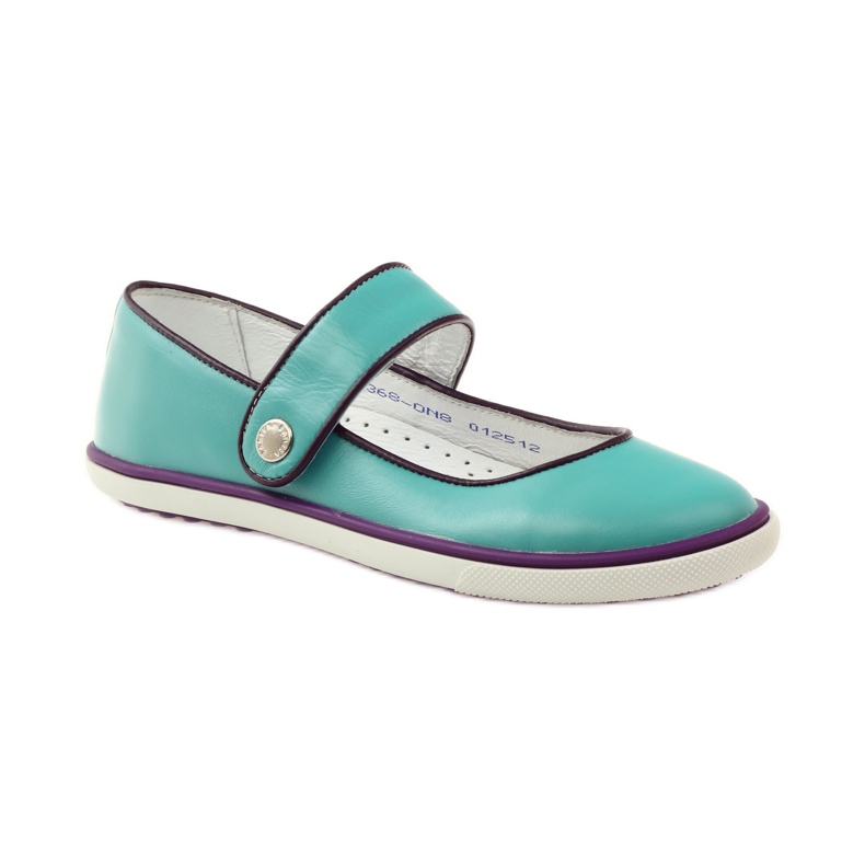 Sapatos de bailarina infantil Bartek 28368 turquesa verde roxo branco 1