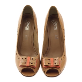 Sapatos de couro com laço Marco 1932 marrom laranja 4
