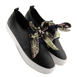 Preto XL09P Tênis preto amarrado com uma fita 2