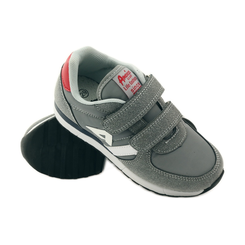American Club Incrustação de couro americano com velcro esportivo vermelho cinza branco 3