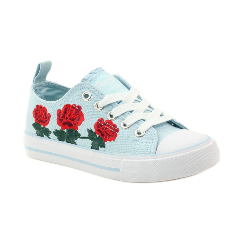 American Club Tênis com rosas bordadas American 17035 vermelho azul branco 1