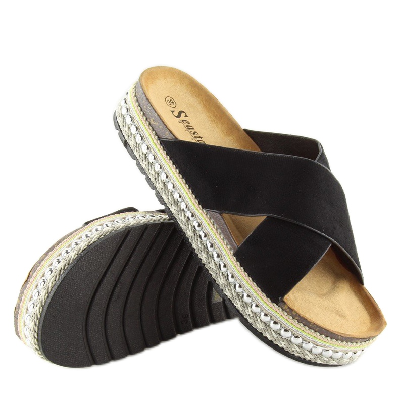 Chinelos pretos de mulher preta CK15P preto 1