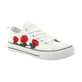 American Club Tênis com rosas bordadas American 17035 vermelho branco 1