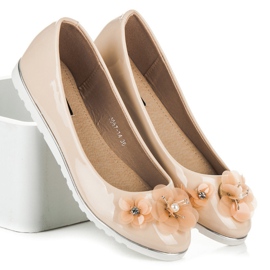 Vices Bailarinas lacadas com flores castanho 1