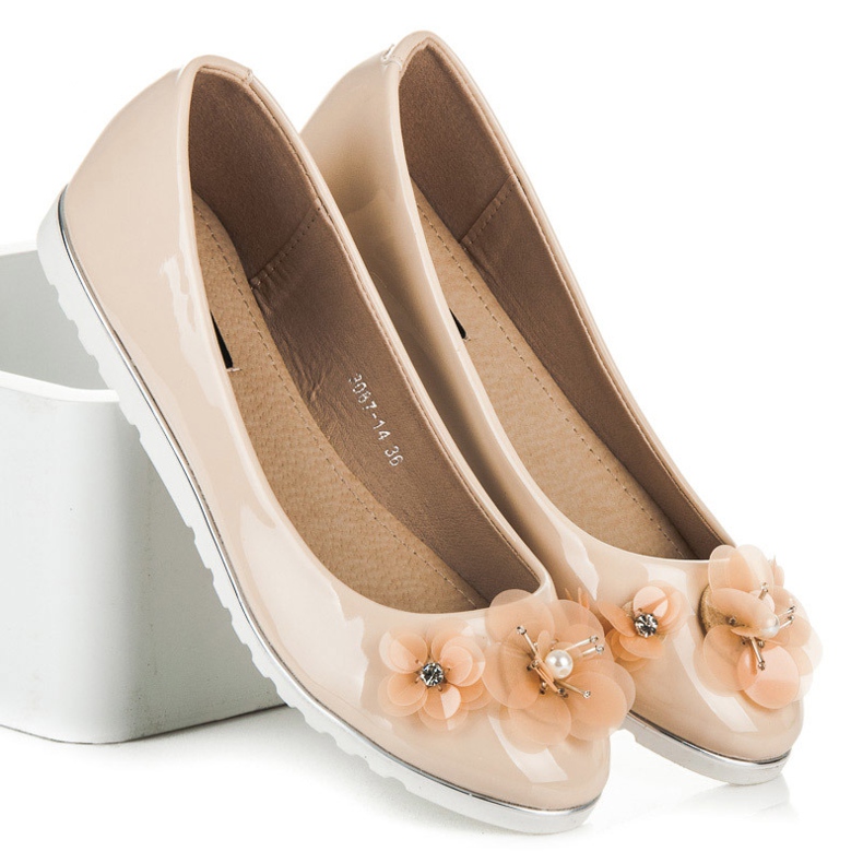 Vices Bailarinas lacadas com flores castanho 1 Vices Bailarinas lacadas com flores castanho 1