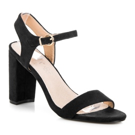 Vinceza Sandálias pretas no poste preto 1