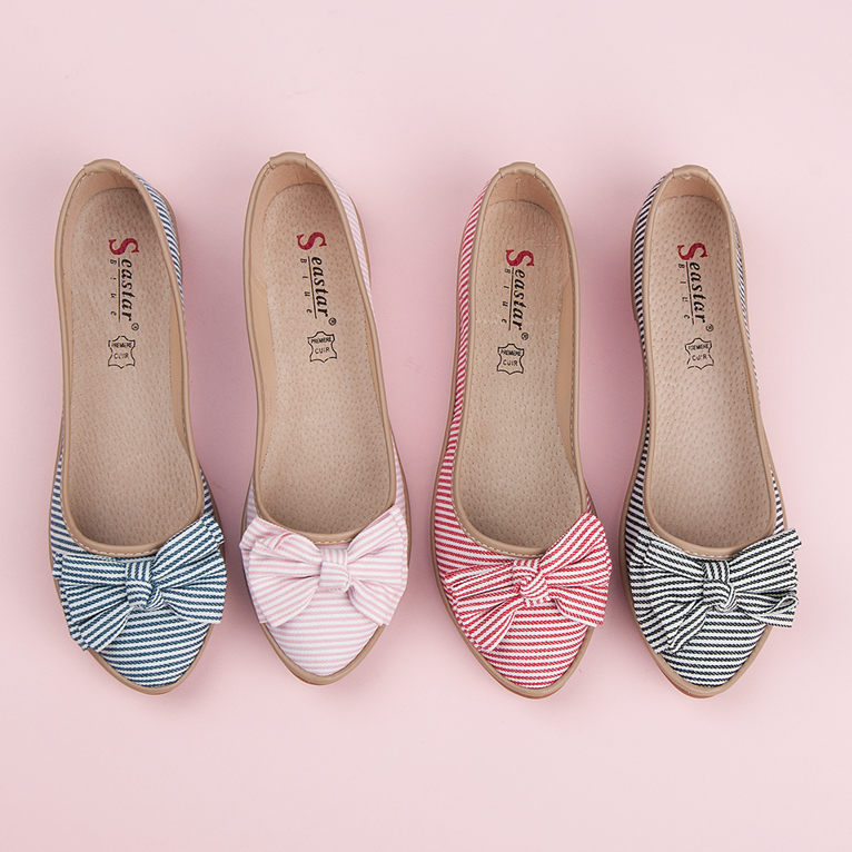 Seastar Bailarinas com nervuras com laço rosa 1