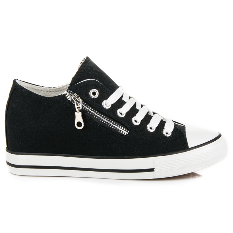 Kayla Tênis de cunha amarrado preto 2