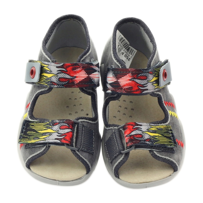 Sandálias de sandálias infantis Befado Inserir 350p073 para velcro cinza 4