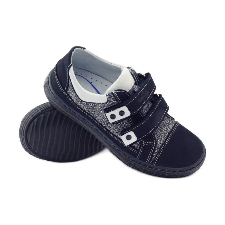 Sapatos de velcro Ren But 4299 azul marinho azul-marinho branco 3