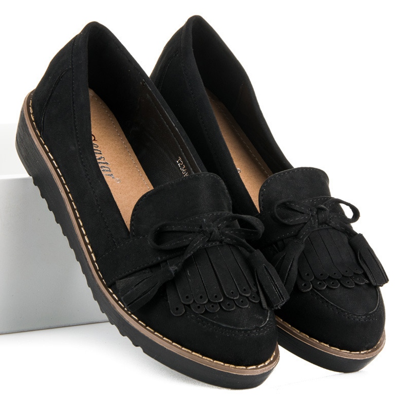 Seastar Mocassins com franjas preto 1 Seastar Mocassins com franjas preto 1