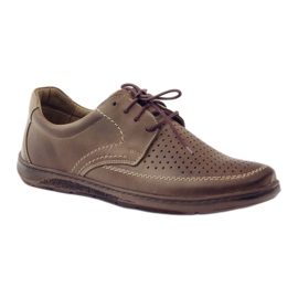 Sapatos masculinos Riko, sapatos perfurados 848 castanhos 1