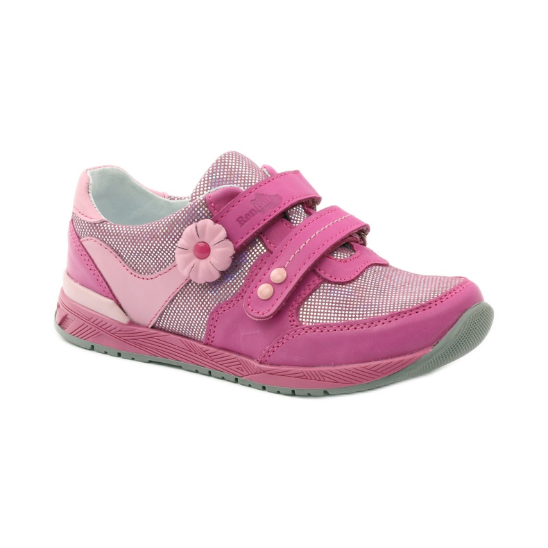 Sapatos de menina com flor Ren But 3265 rosa cinza 1