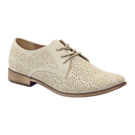 Sergio Leone Sapatos femininos com flores elegantes bege 1