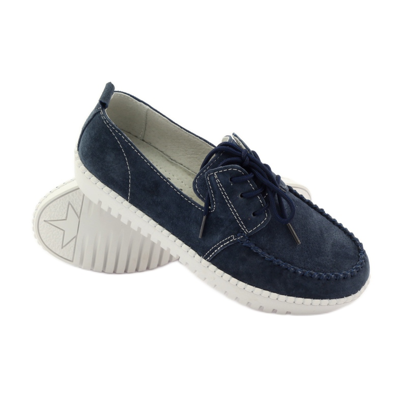 Sapatos Creepers de couro Filippo 020 azul marinho 3