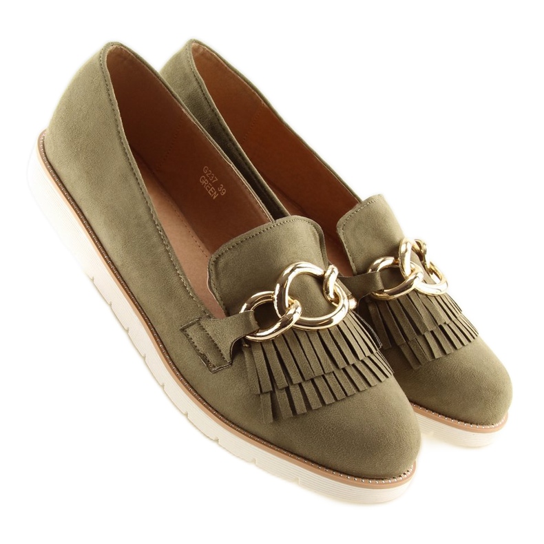 Mocassins femininos verdes G237 Verde 1