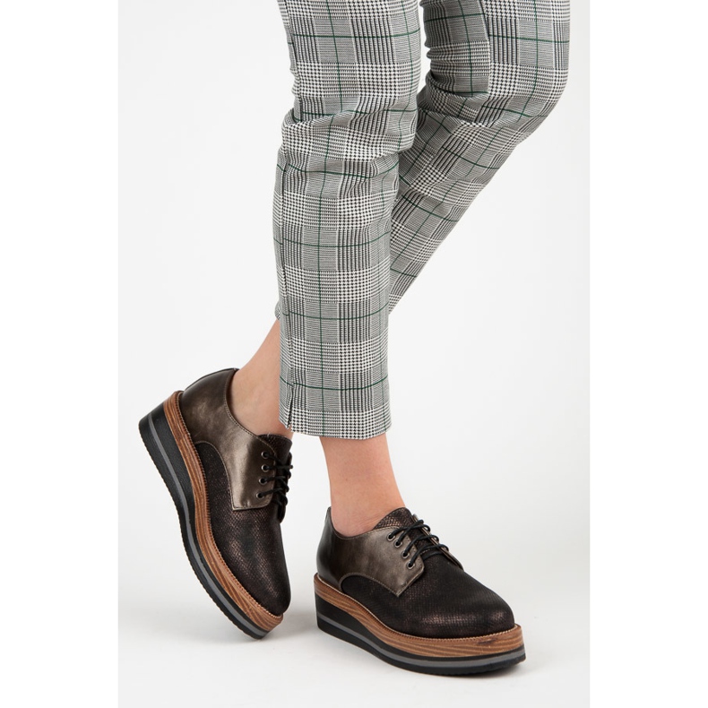 Kylie sapatos de cunha elegantes castanho 2