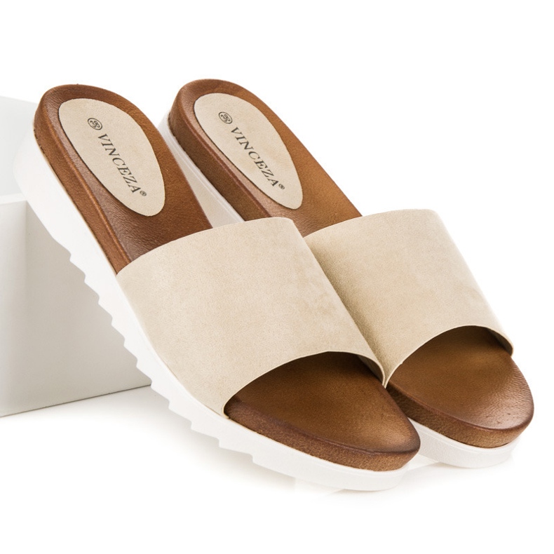 Chinelos vinceza de camurça bege 1