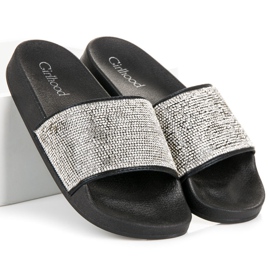 Girlhood chinelos pretos com cristais 1