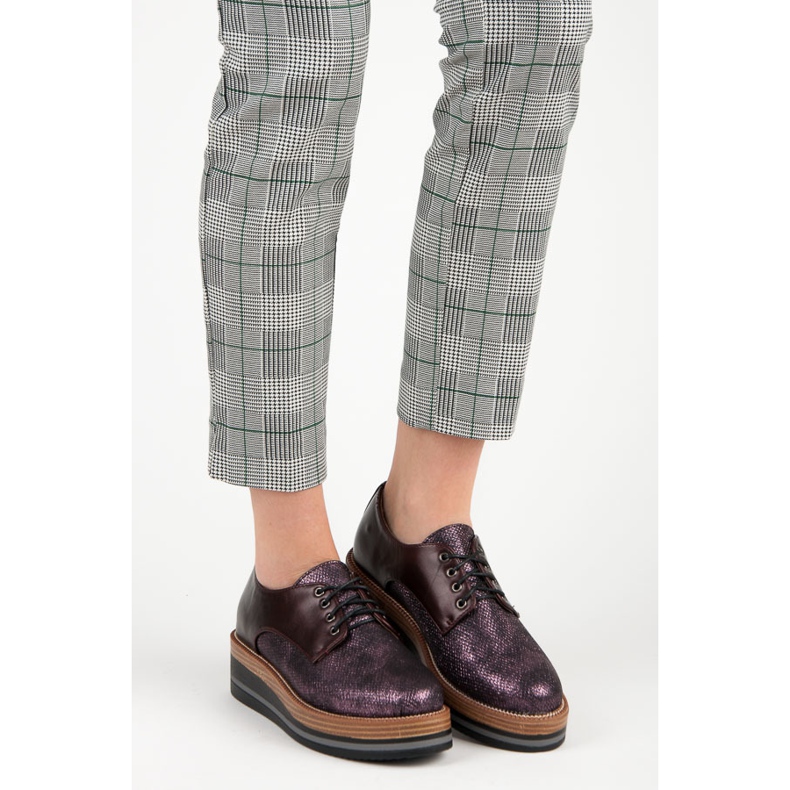 Kylie Sapatos elegantes de cunha bordô vermelho 1